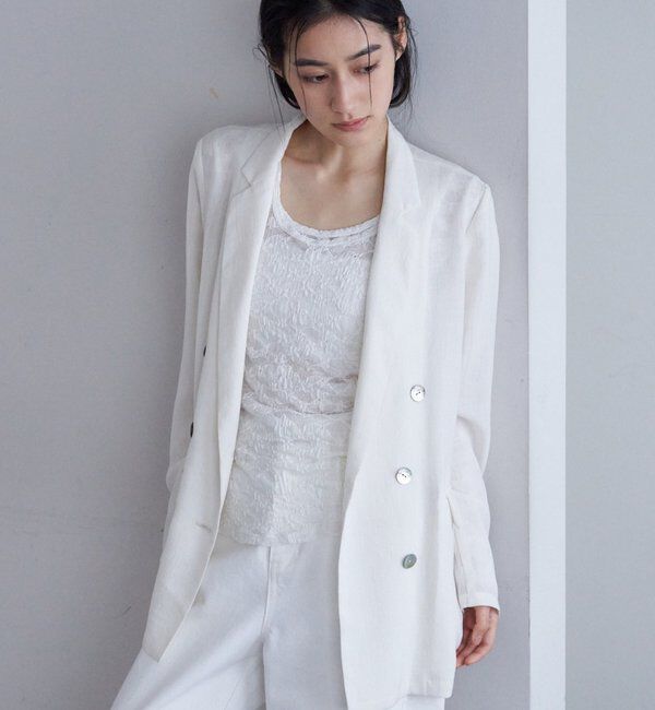  「シアーウォッシャブルジャケット」|テーラードジャケット|オフホワイト