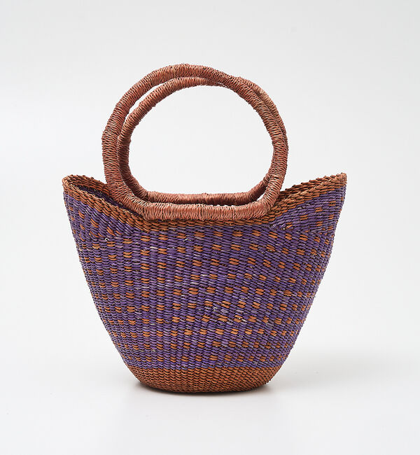 collex「ニャリガバスケット ニケチェック S ライラック」|かごバッグ|