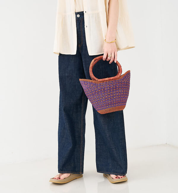 collex「ニャリガバスケット ニケチェック S ライラック」|かごバッグ|