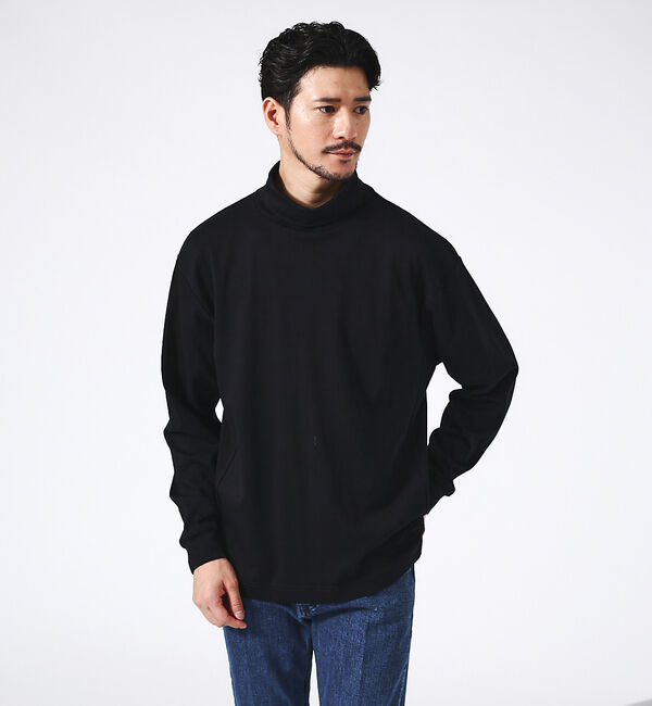 ABAHOUSE「【フロントスリット】タートルネック 長袖Tシャツ」|Tシャツ・カットソー|ブラック