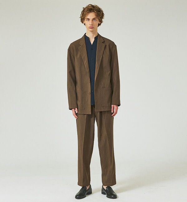 ABAHOUSE「【セットアップ対応】ワイドテーパード  ストライプ イージーパンツ / スラック」|スラックス|