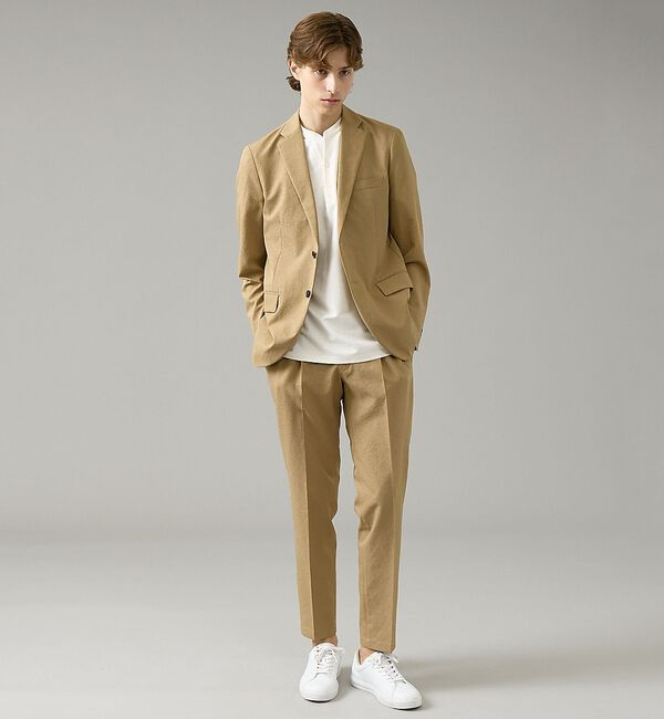 ABAHOUSE「【セットアップ対応】リネンライク ライトイージースラックス / 軽量 ストレッチ」|スラックス|