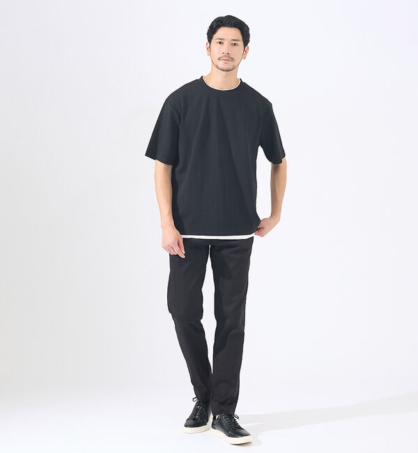 ABAHOUSE「【レイヤード】ストライプ ジャガード 半袖Tシャツ」|Tシャツ・カットソー|