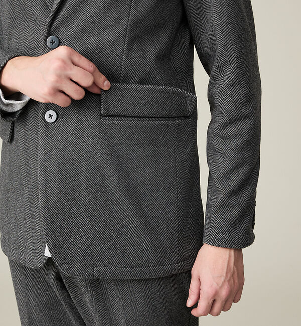 ABAHOUSE「【上下2点SET/WEB限定】ヘリンボーン ジャガード ニットセットアップ /」|スーツ|