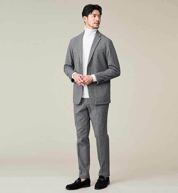 ABAHOUSE「【上下2点SET/WEB限定】ヘリンボーン ジャガード ニットセットアップ /」|スーツ|チャコールグレー