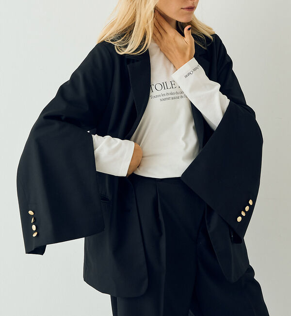 Rouge vif「【一部店舗限定】【2点セット】スリットジャケット＆ウエストクロスパンツSET」|テーラードジャケット|ブラック