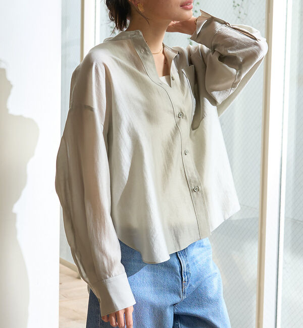 Rouge vif「ポケット付きシアーシャツ」|シャツ・ブラウス|セージグリーン