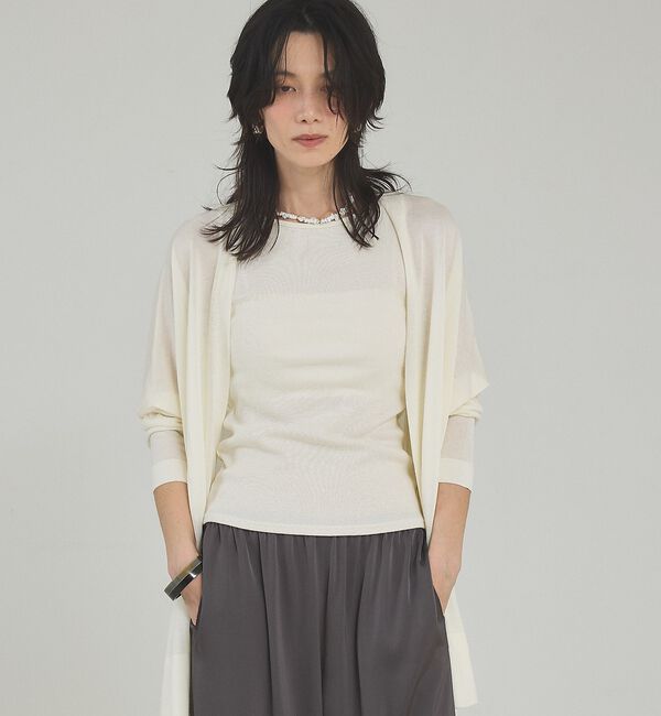 qualite「【接触冷感】シアーオーバーカーディガン」|カーディガン|