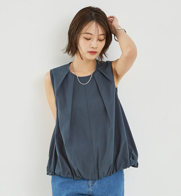 abahouse mavie「ノースリバルーンブラウス」|シャツ・ブラウス|ダークグリーン