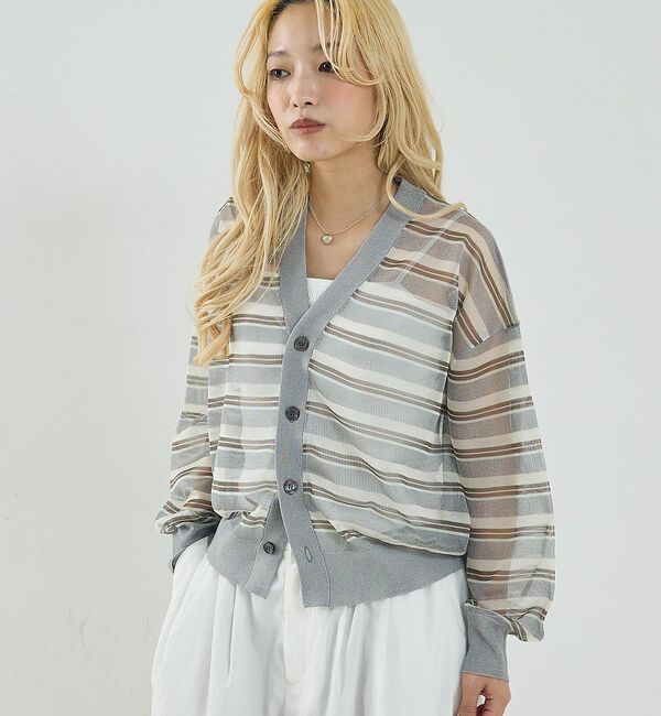 NOMINE「ジャガード シアー ニット カーディガン【予約】」|カーディガン|
