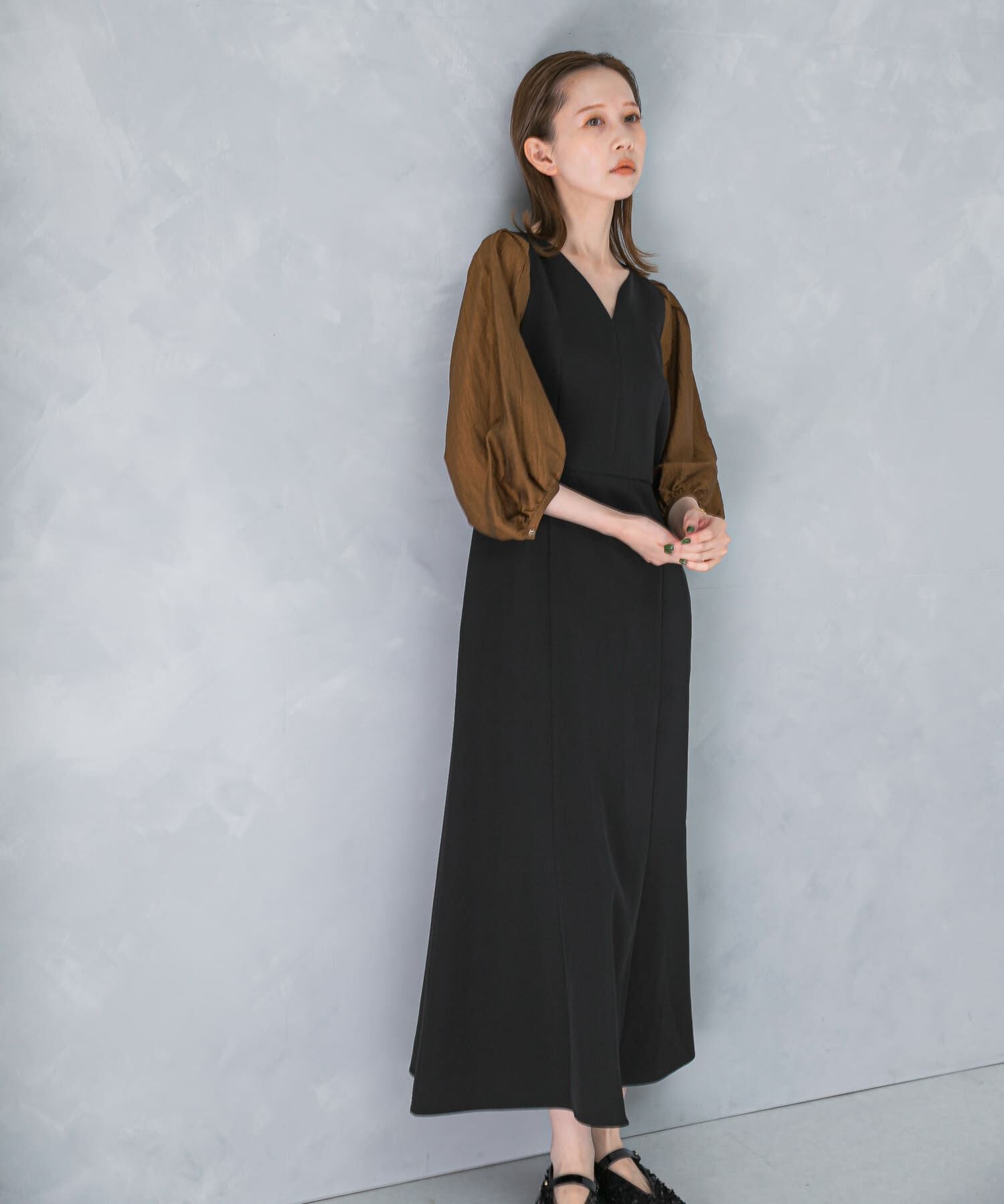 URBAN RESEARCH ROSSO「ドッキングスリーブVネックワンピース」|ワンピース|