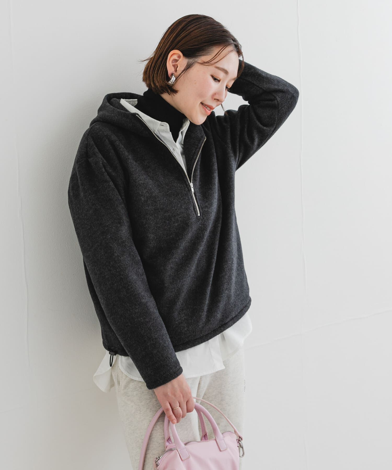 URBAN RESEARCH ROSSO「F by ROSSO　シャギーフリースハーフZIPパーカー」|パーカー|