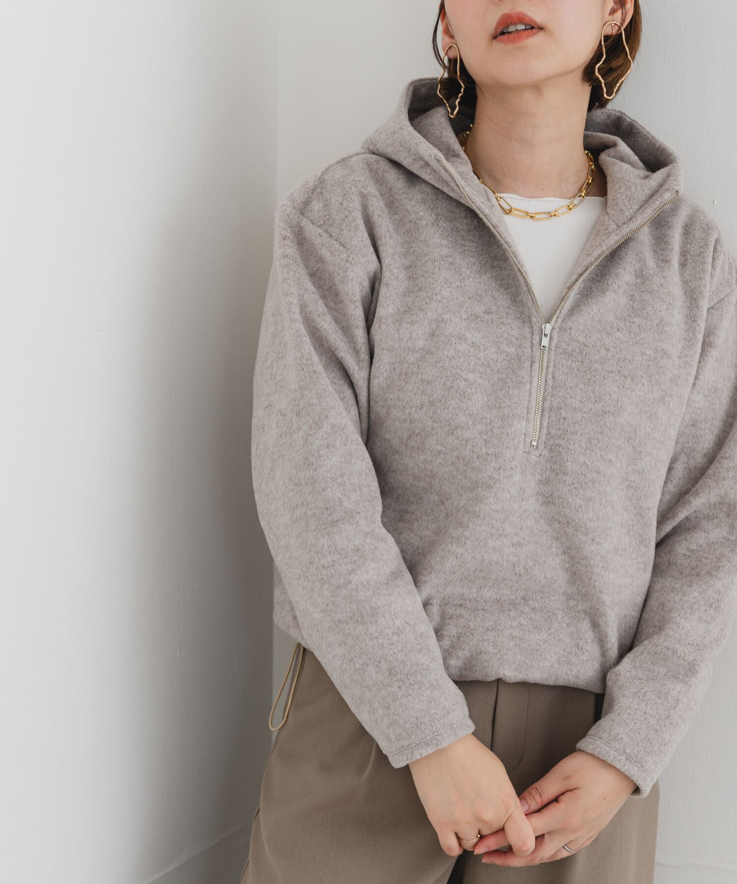 URBAN RESEARCH ROSSO「F by ROSSO　シャギーフリースハーフZIPパーカー」|パーカー|