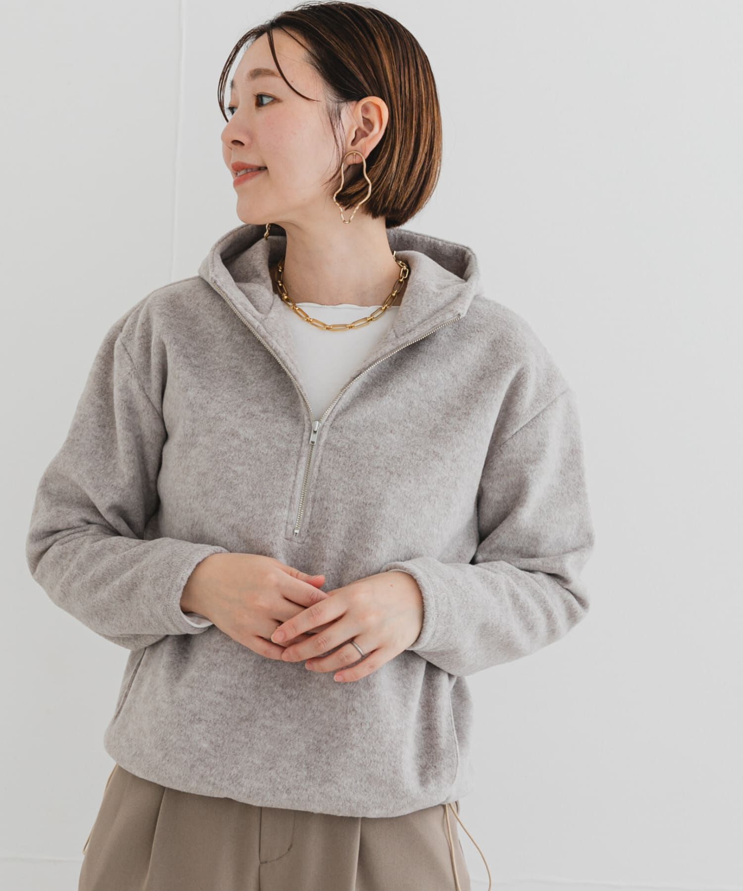 URBAN RESEARCH ROSSO「F by ROSSO　シャギーフリースハーフZIPパーカー」|パーカー|