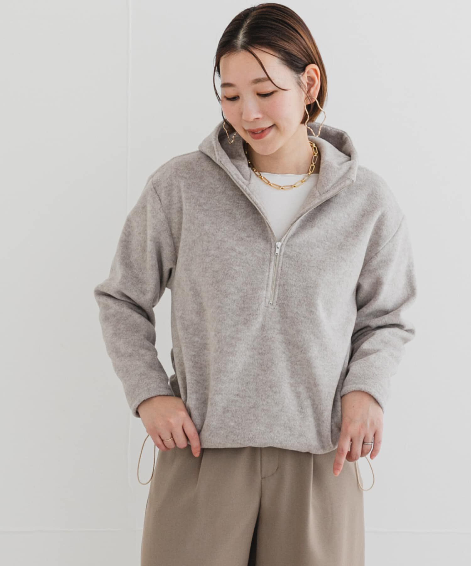 URBAN RESEARCH ROSSO「F by ROSSO　シャギーフリースハーフZIPパーカー」|パーカー|