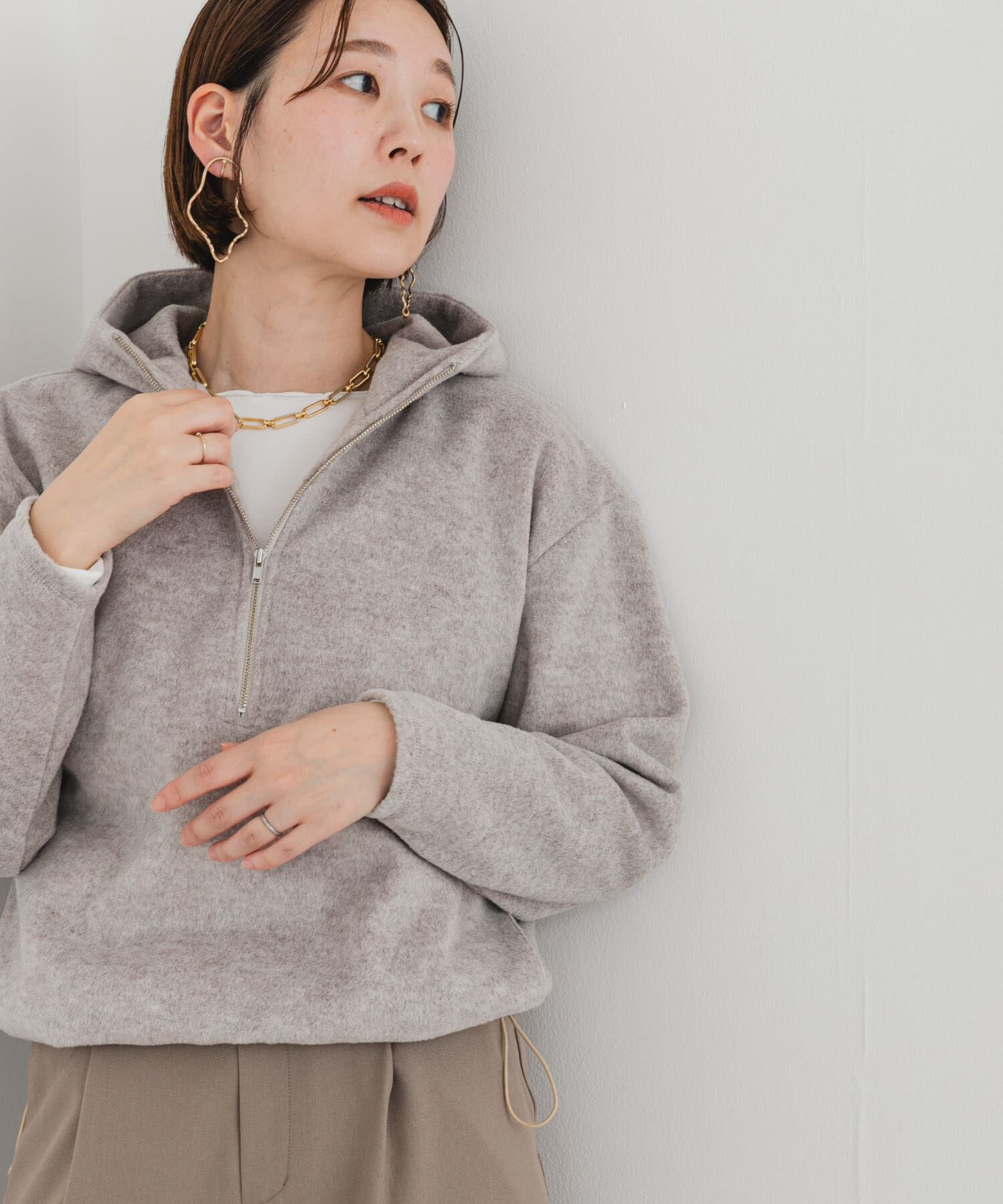 URBAN RESEARCH ROSSO「F by ROSSO　シャギーフリースハーフZIPパーカー」|パーカー|