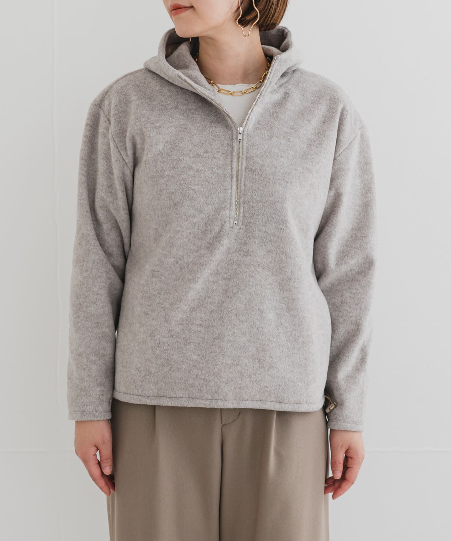 URBAN RESEARCH ROSSO「F by ROSSO　シャギーフリースハーフZIPパーカー」|パーカー|