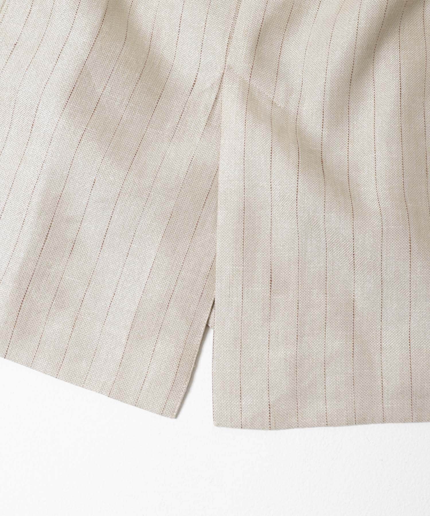 URBAN RESEARCH ROSSO「ラメリネンストライプノーカラージャケット」|ノーカラージャケット|