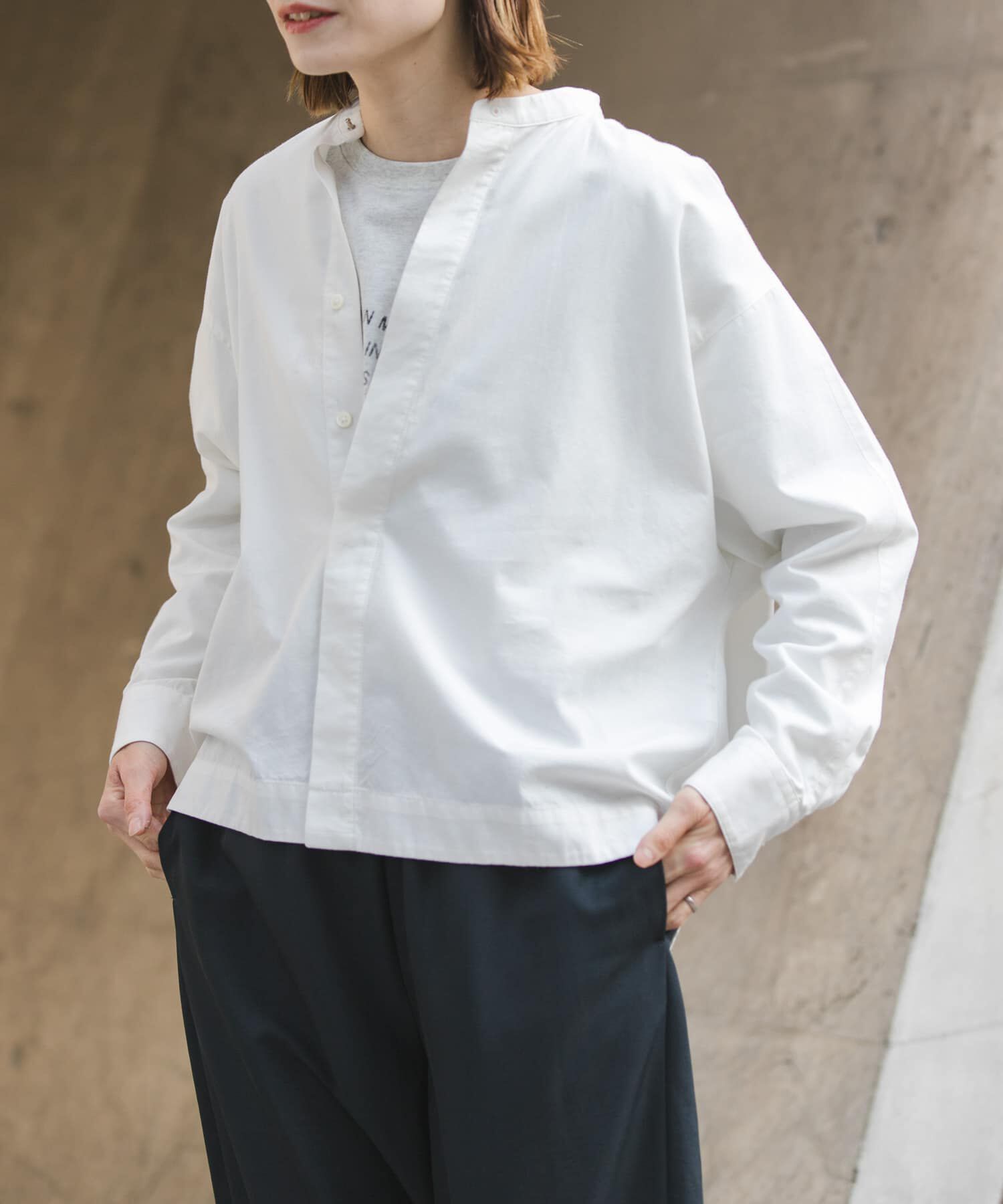 URBAN RESEARCH DOORS「FORK&SPOON　ギボシコクーンロングスリーブシャツ」|シャツ・ブラウス|オフホワイト