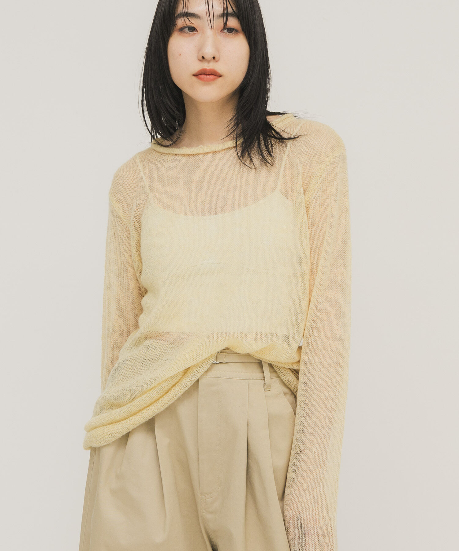  「バックオープンシアーニット」|ニット・セーター|イエロー系その他