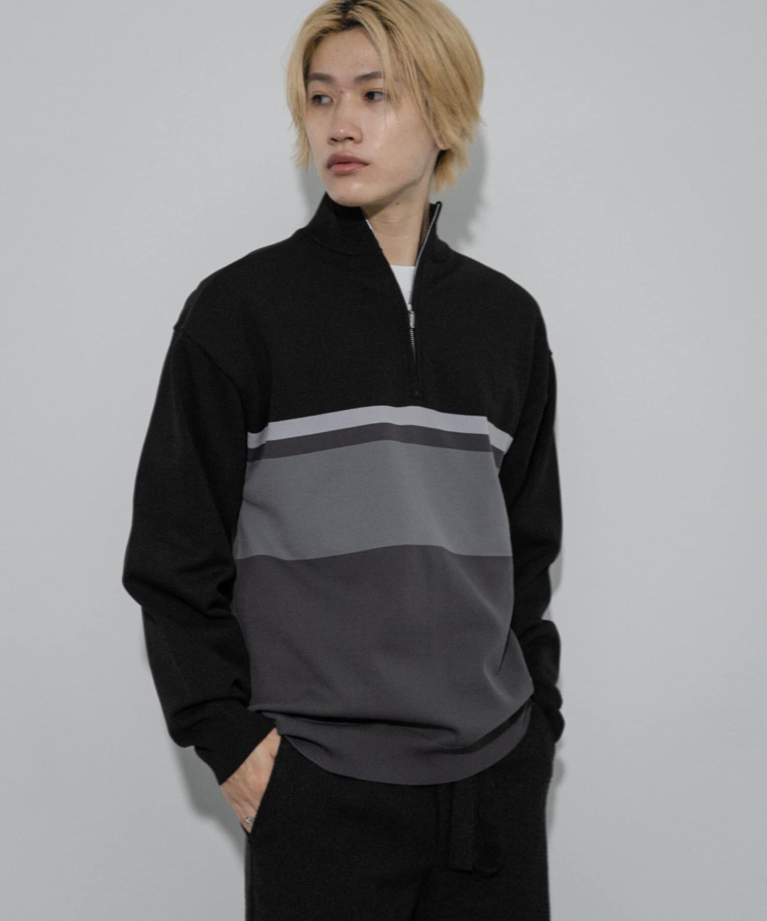 SENSE OF PLACE by URBAN RESEARCH「パネルボーダーハーフZIPニット」|ニット・セーター|