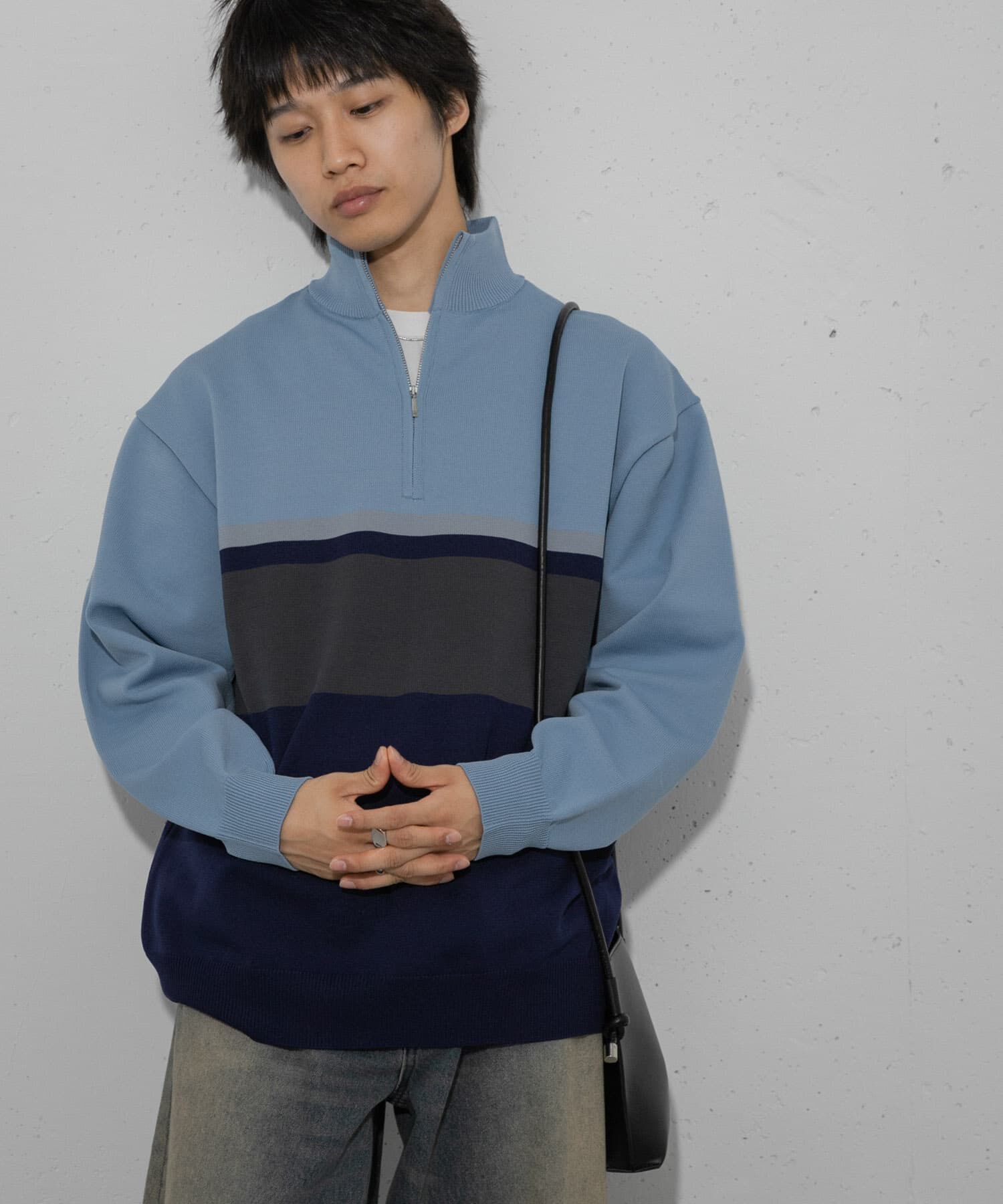 SENSE OF PLACE by URBAN RESEARCH「パネルボーダーハーフZIPニット」|ニット・セーター|