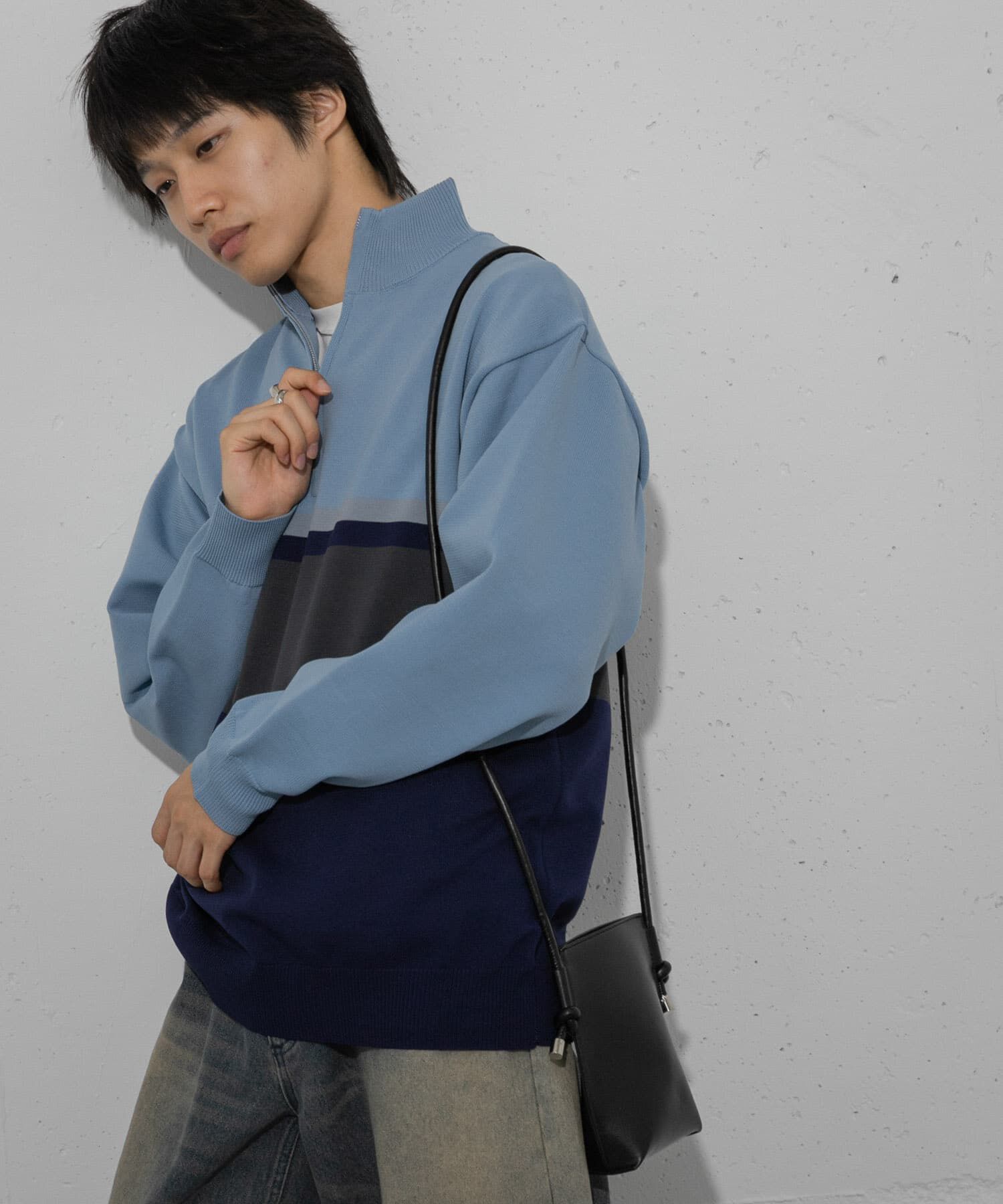 SENSE OF PLACE by URBAN RESEARCH「パネルボーダーハーフZIPニット」|ニット・セーター|