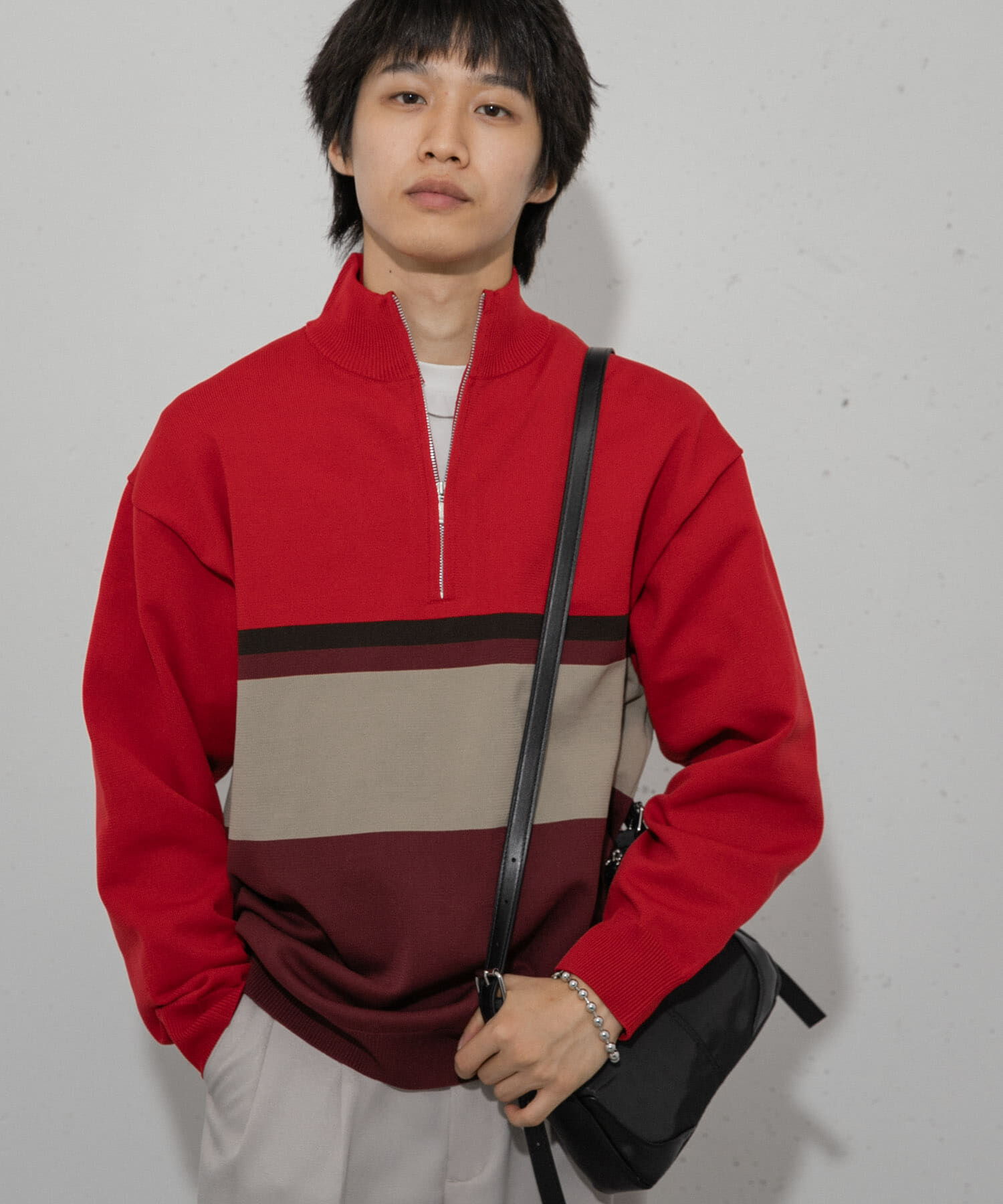 SENSE OF PLACE by URBAN RESEARCH「パネルボーダーハーフZIPニット」|ニット・セーター|