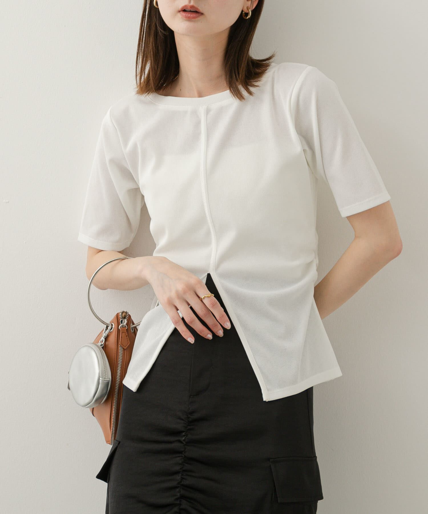 SENSE OF PLACE by URBAN RESEARCH「2WAYウエストギャザーリブトップ」|Tシャツ・カットソー|オフホワイト