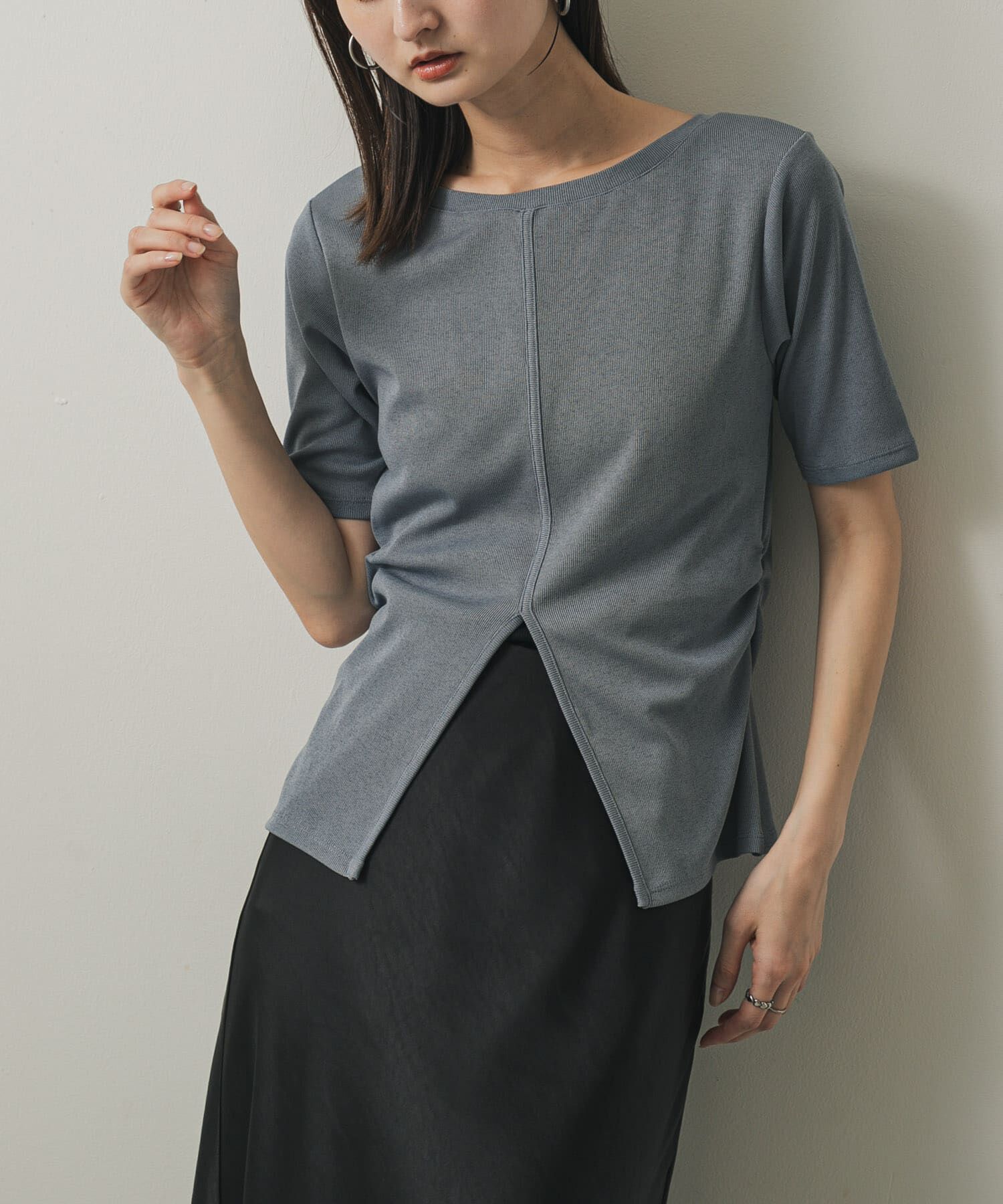 SENSE OF PLACE by URBAN RESEARCH「2WAYウエストギャザーリブトップ」|Tシャツ・カットソー|ライトブルー