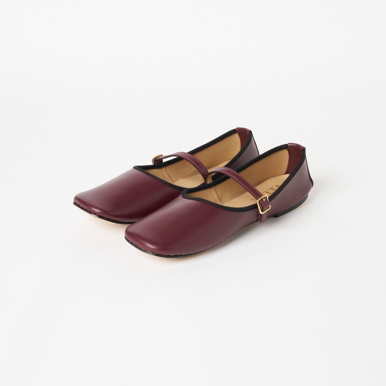  「SPELTA SQ TOE STRAP FLAT」|バレエシューズ|ボルドー