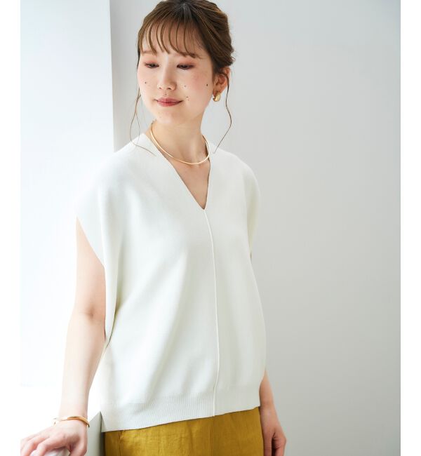  「ガーターアミコクーンVネックニット」|ニット・セーター|