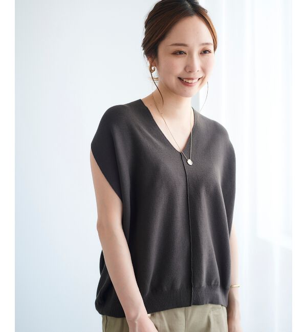  「ガーターアミコクーンVネックニット」|ニット・セーター|
