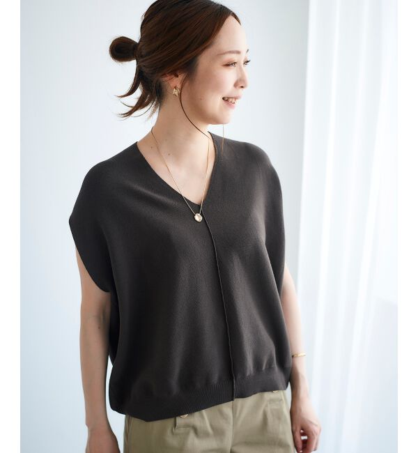  「ガーターアミコクーンVネックニット」|ニット・セーター|