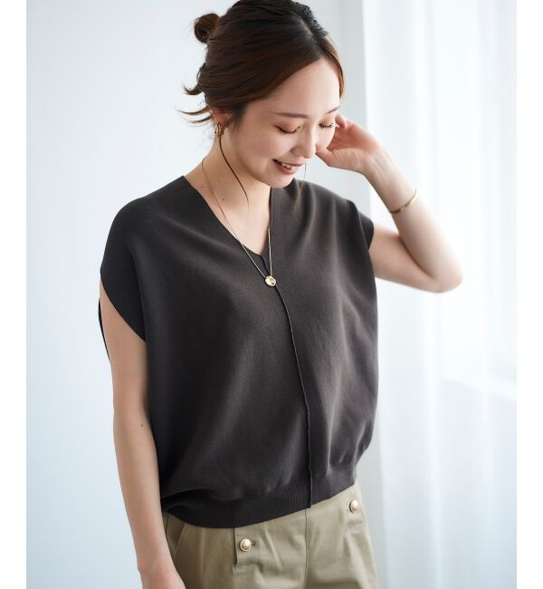  「ガーターアミコクーンVネックニット」|ニット・セーター|