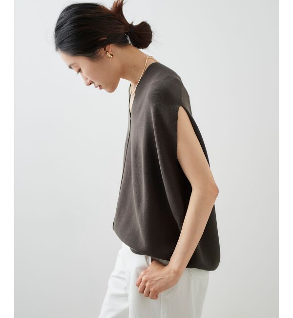  「ガーターアミコクーンVネックニット」|ニット・セーター|