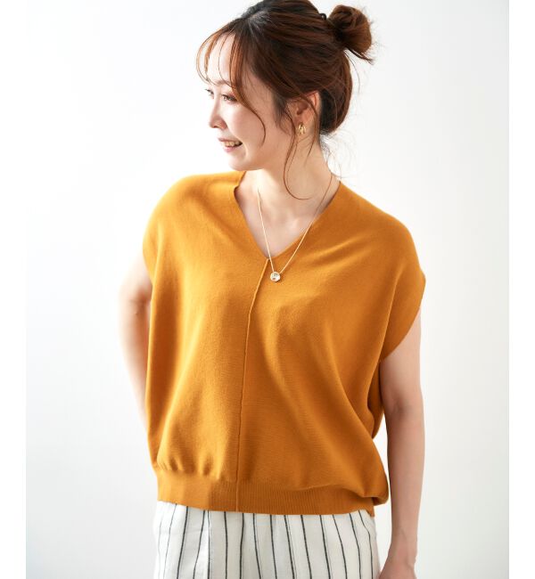  「ガーターアミコクーンVネックニット」|ニット・セーター|