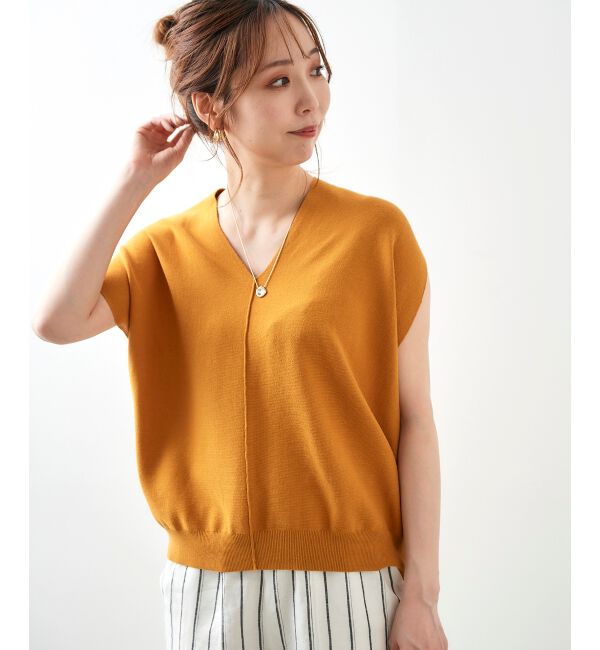  「ガーターアミコクーンVネックニット」|ニット・セーター|