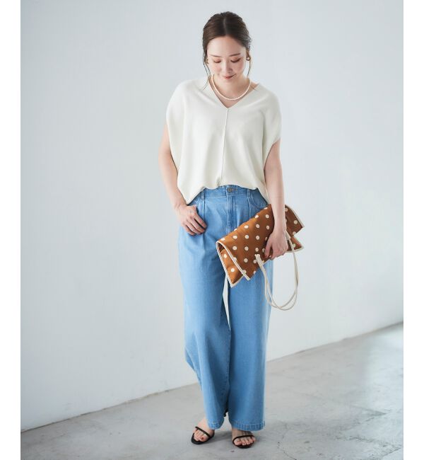  「ガーターアミコクーンVネックニット」|ニット・セーター|