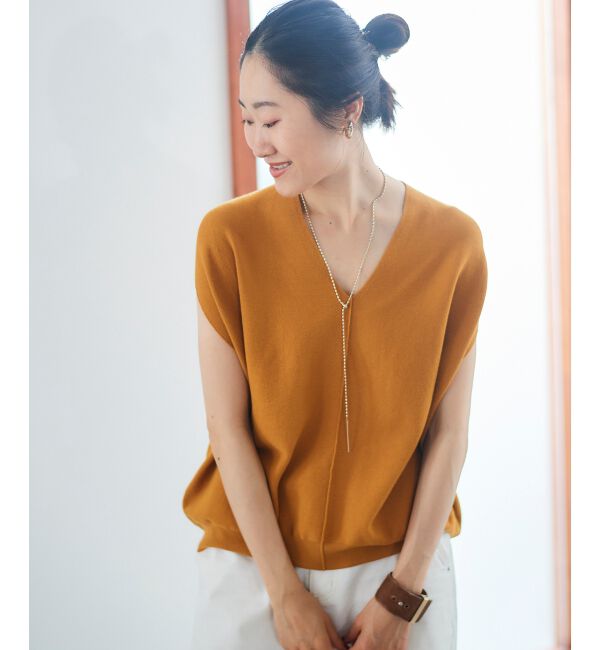  「ガーターアミコクーンVネックニット」|ニット・セーター|