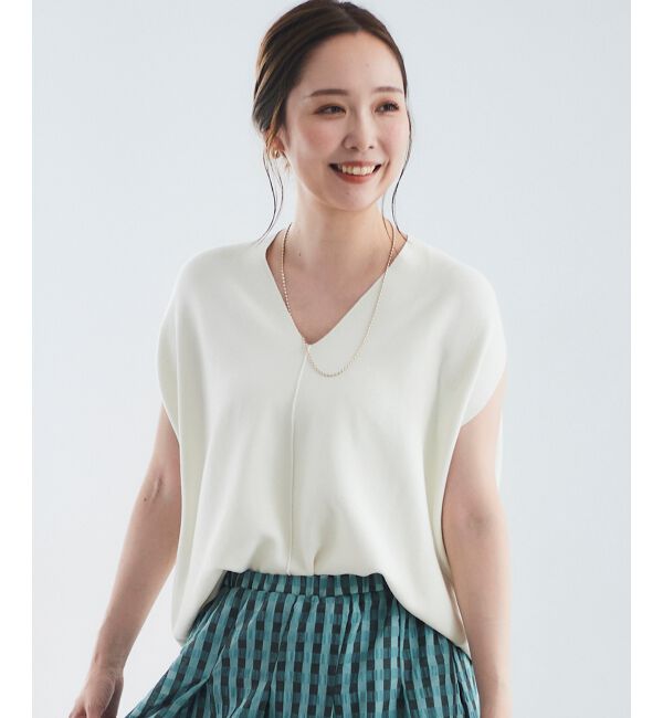 「ガーターアミコクーンVネックニット」|ニット・セーター|