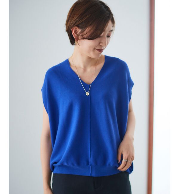  「ガーターアミコクーンVネックニット」|ニット・セーター|