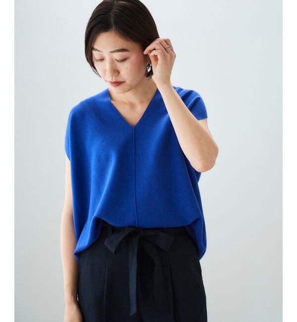  「ガーターアミコクーンVネックニット」|ニット・セーター|