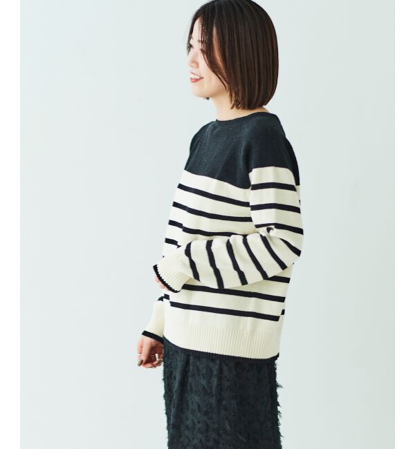  「ブークレーパネルボーダーニット」|ニット・セーター|