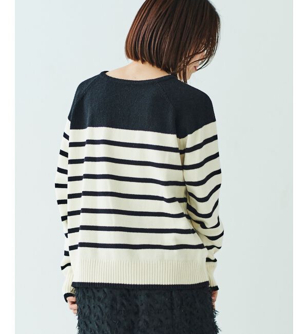  「ブークレーパネルボーダーニット」|ニット・セーター|