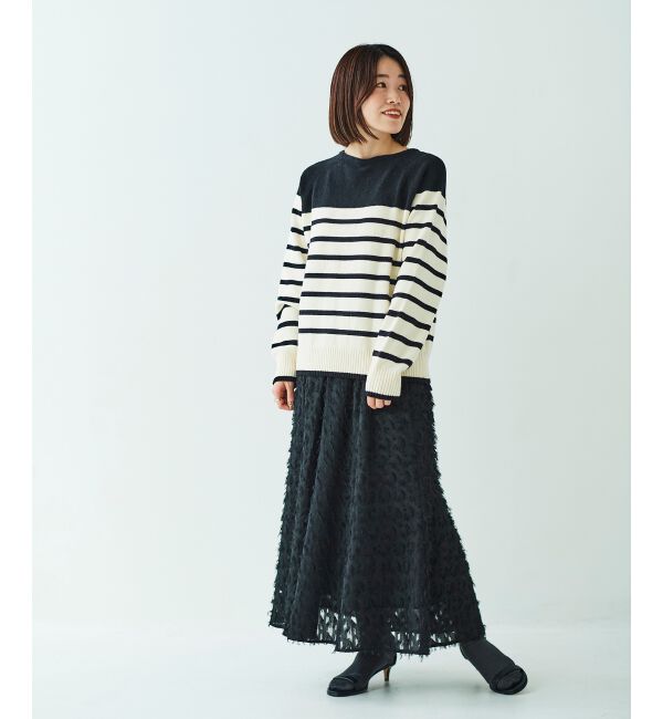  「ブークレーパネルボーダーニット」|ニット・セーター|