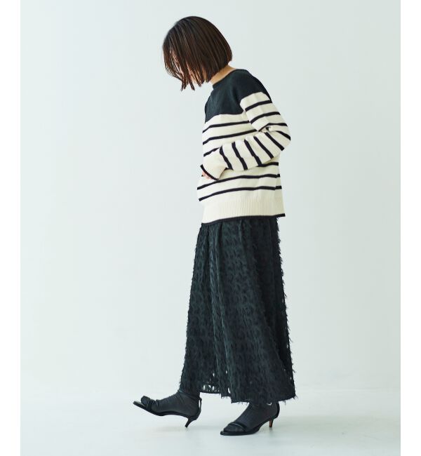  「ブークレーパネルボーダーニット」|ニット・セーター|