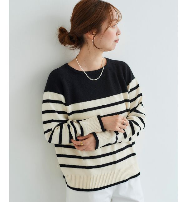  「ブークレーパネルボーダーニット」|ニット・セーター|