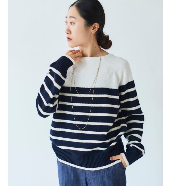  「ブークレーパネルボーダーニット」|ニット・セーター|