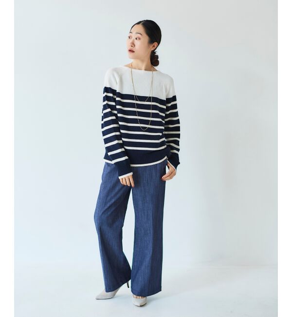  「ブークレーパネルボーダーニット」|ニット・セーター|